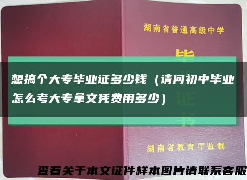 想搞個大專畢業證多少錢（請問初中畢業怎么考大專拿文憑費用多少）縮略圖
