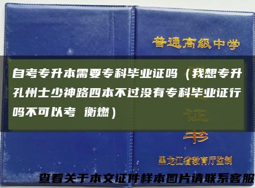 自考專升本需要?？飘厴I證嗎（我想專升孔州士少神路四本不過沒有?？飘厴I證行嗎不可以考 衡燃）縮略圖