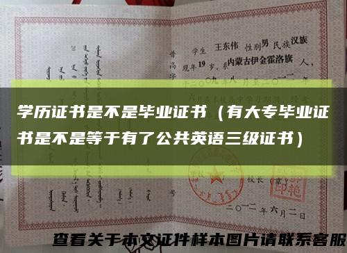 學歷證書是不是畢業證書（有大專畢業證書是不是等于有了公共英語三級證書）縮略圖