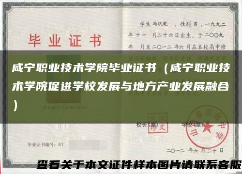 咸寧職業技術學院畢業證書（咸寧職業技術學院促進學校發展與地方產業發展融合）縮略圖