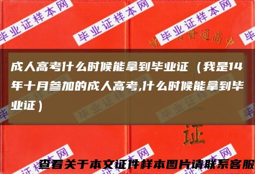 成人高考什么時候能拿到畢業證（我是14年十月參加的成人高考,什么時候能拿到畢業證）縮略圖
