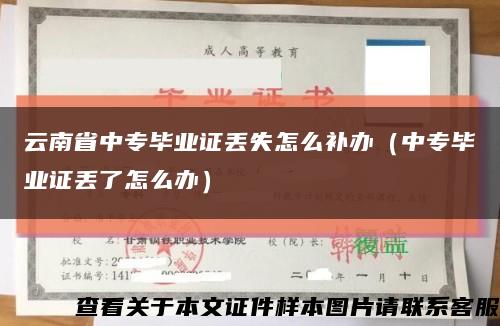云南省中專畢業證丟失怎么補辦（中專畢業證丟了怎么辦）縮略圖