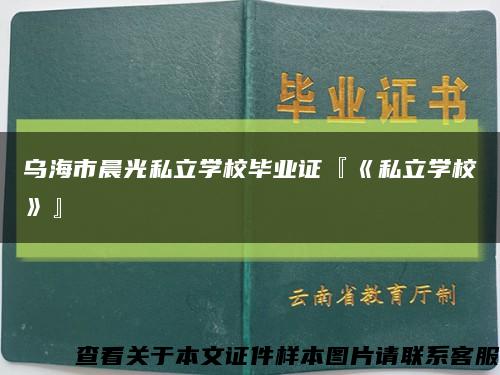 烏海市晨光私立學校畢業證『《私立學?！贰豢s略圖