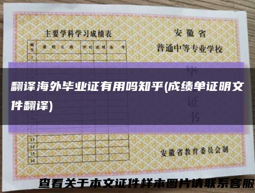 翻譯海外畢業證有用嗎知乎(成績單證明文件翻譯)縮略圖