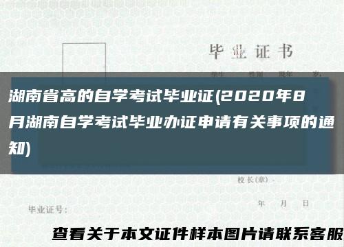 湖南省高的自學考試畢業證(2020年8月湖南自學考試畢業辦證申請有關事項的通知)縮略圖