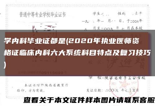 學內科畢業證都是(2020年執業醫師資格證臨床內科六大系統科目特點及復習技巧)縮略圖