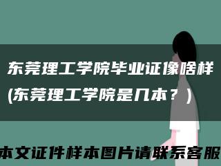 東莞理工學院畢業證像啥樣(東莞理工學院是幾本？)縮略圖