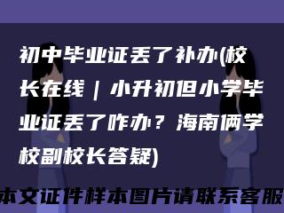 初中畢業證丟了補辦(校長在線｜小升初但小學畢業證丟了咋辦？海南倆學校副校長答疑)縮略圖