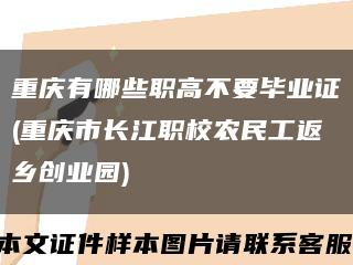 重慶有哪些職高不要畢業證(重慶市長江職校農民工返鄉創業園)縮略圖