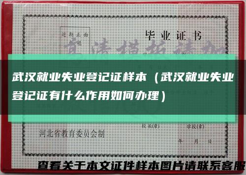 武漢就業失業登記證樣本（武漢就業失業登記證有什么作用如何辦理）縮略圖