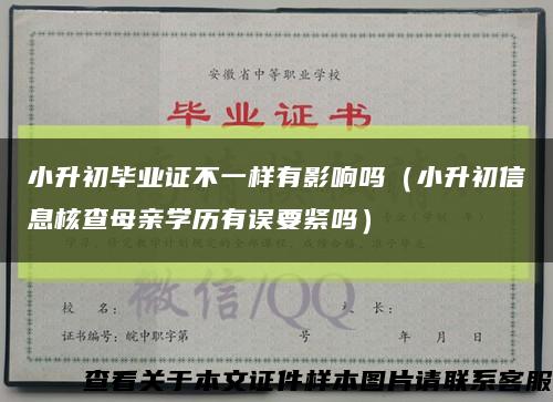 小升初畢業證不一樣有影響嗎（小升初信息核查母親學歷有誤要緊嗎）縮略圖