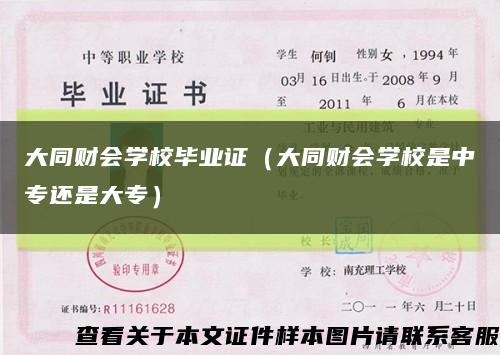 大同財會學校畢業證（大同財會學校是中專還是大專）縮略圖