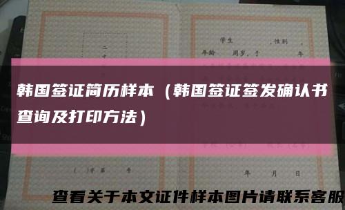 韓國簽證簡歷樣本（韓國簽證簽發確認書查詢及打印方法）縮略圖