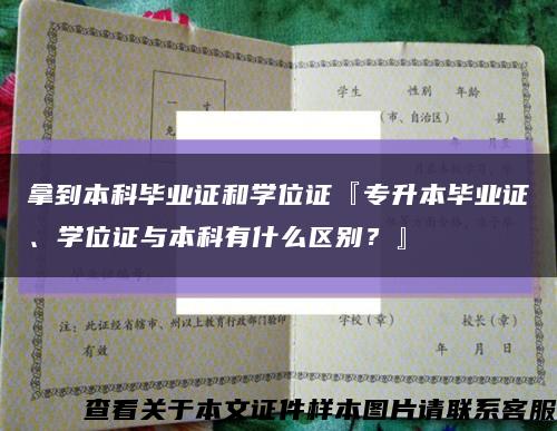 拿到本科畢業證和學位證『專升本畢業證、學位證與本科有什么區別？』縮略圖
