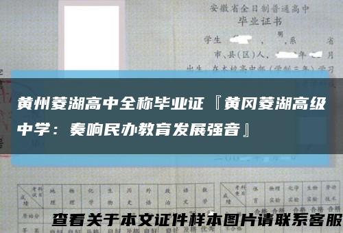黃州菱湖高中全稱畢業證『黃岡菱湖高級中學：奏響民辦教育發展強音』縮略圖