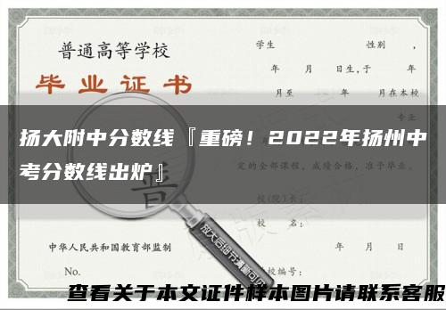 揚大附中分數線『重磅！2022年揚州中考分數線出爐』縮略圖