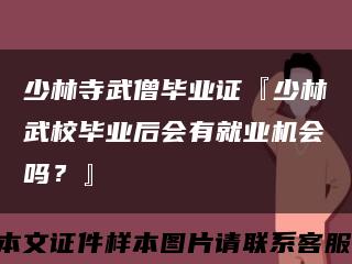 少林寺武僧畢業證『少林武校畢業后會有就業機會嗎？』縮略圖