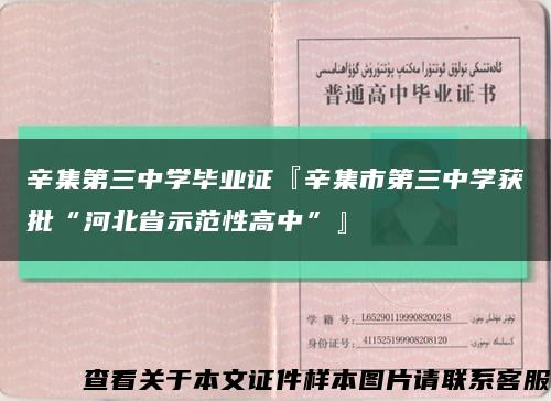 辛集第三中學畢業證『辛集市第三中學獲批“河北省示范性高中”』縮略圖