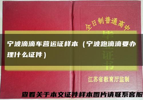 寧波滴滴車營運證樣本（寧波跑滴滴要辦理什么證件）縮略圖