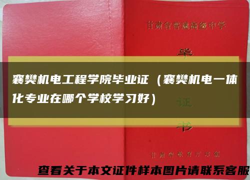 襄樊機電工程學院畢業證（襄樊機電一體化專業在哪個學校學習好）縮略圖