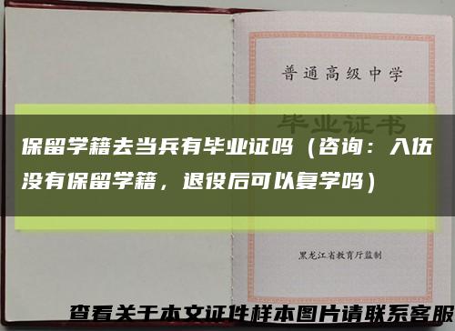 保留學籍去當兵有畢業證嗎（咨詢：入伍沒有保留學籍，退役后可以復學嗎）縮略圖