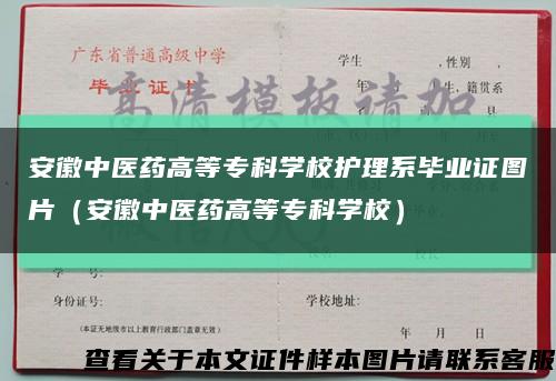 安徽中醫藥高等?？茖W校護理系畢業證圖片（安徽中醫藥高等?？茖W校）縮略圖