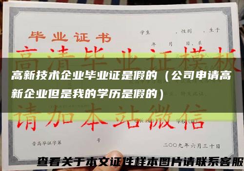 高新技術企業畢業證是假的（公司申請高新企業但是我的學歷是假的）縮略圖