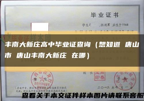 豐南大新莊高中畢業證查詢（想知道 唐山市 唐山豐南大新莊 在哪）縮略圖