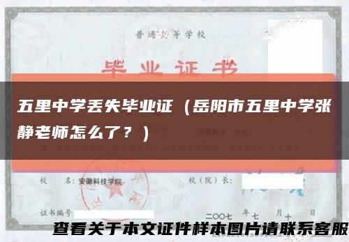 五里中學丟失畢業證（岳陽市五里中學張靜老師怎么了？）縮略圖