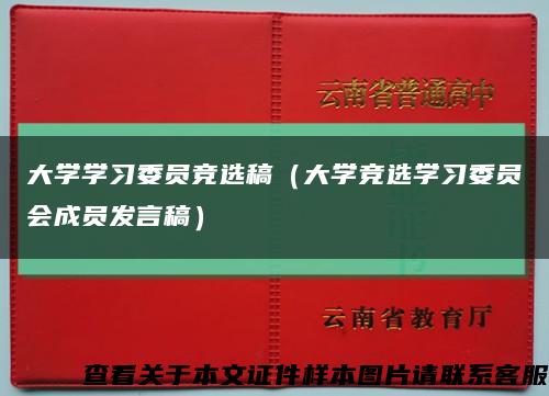 大學學習委員競選稿（大學競選學習委員會成員發言稿）縮略圖