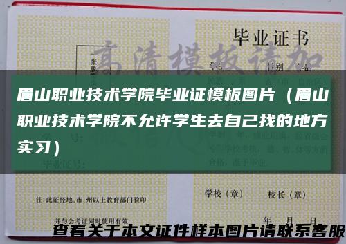 眉山職業技術學院畢業證模板圖片（眉山職業技術學院不允許學生去自己找的地方實習）縮略圖