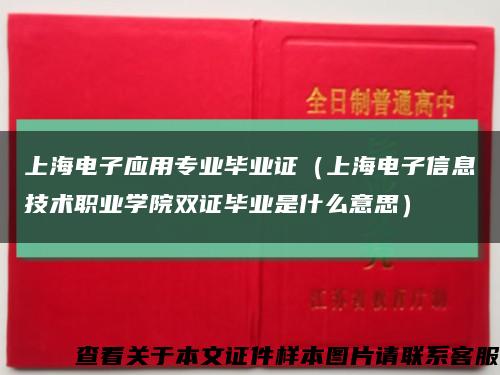 上海電子應用專業畢業證（上海電子信息技術職業學院雙證畢業是什么意思）縮略圖