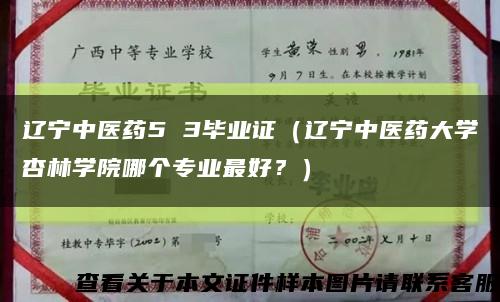遼寧中醫藥5 3畢業證（遼寧中醫藥大學杏林學院哪個專業最好？）縮略圖