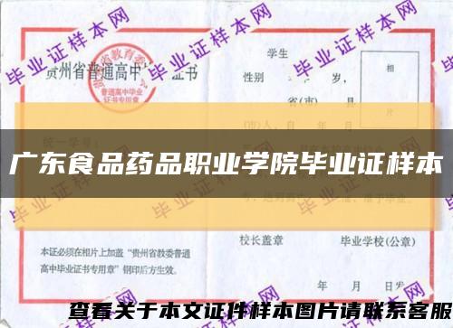 廣東食品藥品職業學院畢業證樣本縮略圖