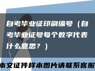 自考畢業證印刷編號（自考畢業證號每個數字代表什么意思？）縮略圖