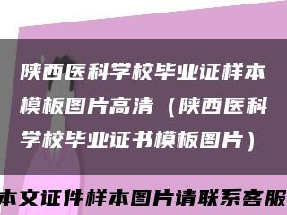 陜西醫科學校畢業證樣本模板圖片高清（陜西醫科學校畢業證書模板圖片）縮略圖