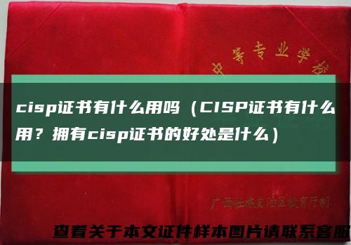 cisp證書有什么用嗎（CISP證書有什么用？擁有cisp證書的好處是什么）縮略圖