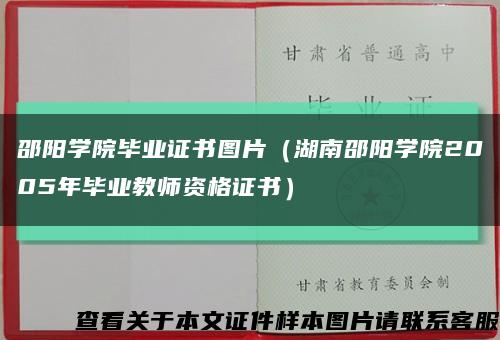 邵陽學院畢業證書圖片（湖南邵陽學院2005年畢業教師資格證書）縮略圖