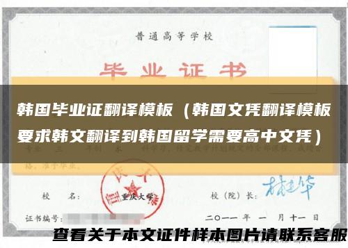 韓國畢業證翻譯模板（韓國文憑翻譯模板要求韓文翻譯到韓國留學需要高中文憑）縮略圖