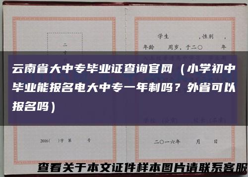 云南省大中專畢業證查詢官網（小學初中畢業能報名電大中專一年制嗎？外省可以報名嗎）縮略圖