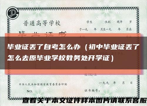畢業證丟了自考怎么辦（初中畢業證丟了怎么去原畢業學校教務處開學證）縮略圖