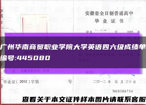 廣州華南商貿職業學院大學英語四六級成績單編號:445080縮略圖