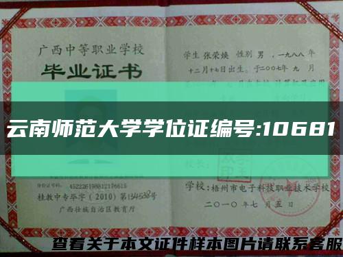 云南師范大學學位證編號:10681縮略圖
