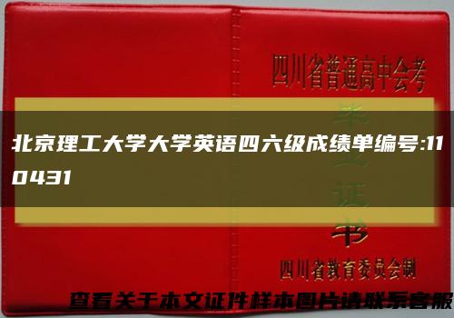 北京理工大學大學英語四六級成績單編號:110431縮略圖