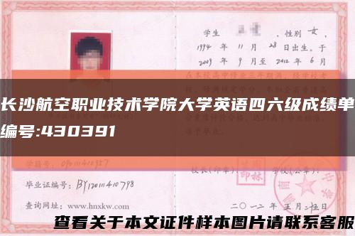 長沙航空職業技術學院大學英語四六級成績單編號:430391縮略圖