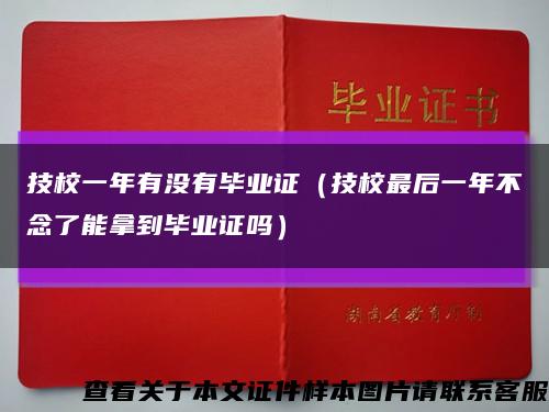 技校一年有沒有畢業證（技校最后一年不念了能拿到畢業證嗎）縮略圖