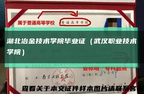湖北冶金技術學院畢業證（武漢職業技術學院）縮略圖