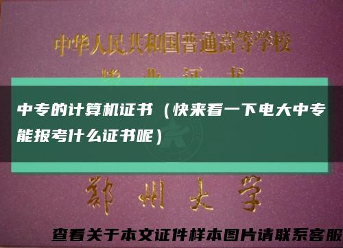 中專的計算機證書（快來看一下電大中專能報考什么證書呢）縮略圖
