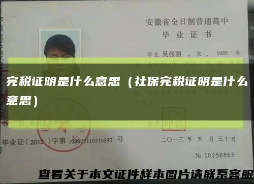 完稅證明是什么意思（社保完稅證明是什么意思）縮略圖