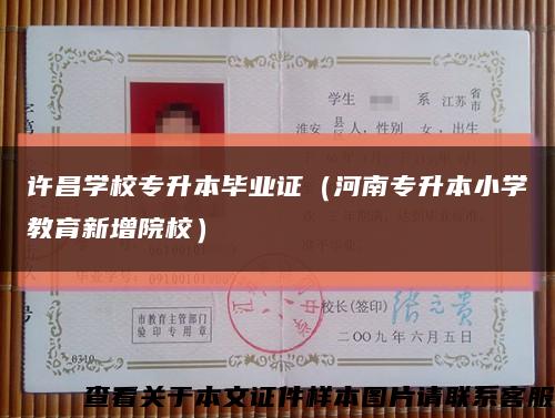 許昌學校專升本畢業證（河南專升本小學教育新增院校）縮略圖